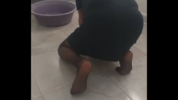 My turbaned stepmother wipes the floor with her sexy socks